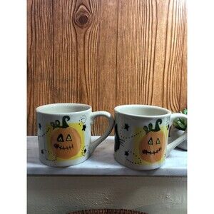 Vintage Halloween Starbucks Batista Hartstone Pottery Mugs set of 2
